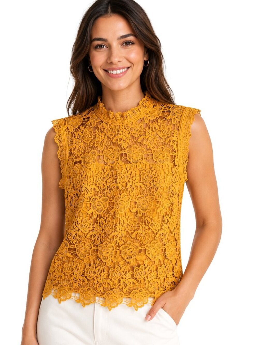 Nanette Lepore Mango Mohito Crochet Sleeveless Top NWT